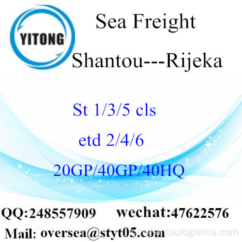 Shantou Puerto de carga marítima de envío a Rijeka